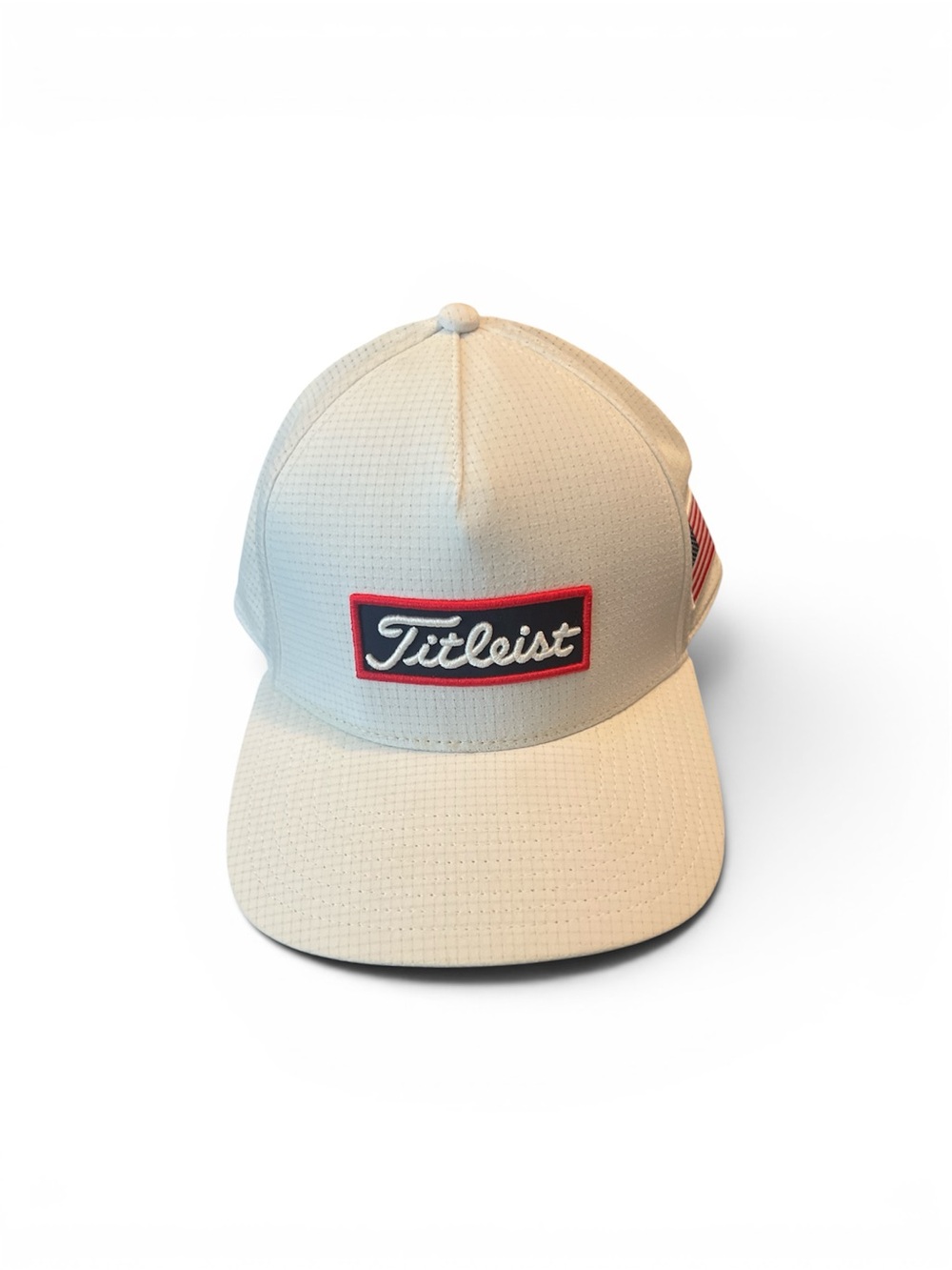 Men’s Titleist White Cap with Navy Patch and Red Trim
